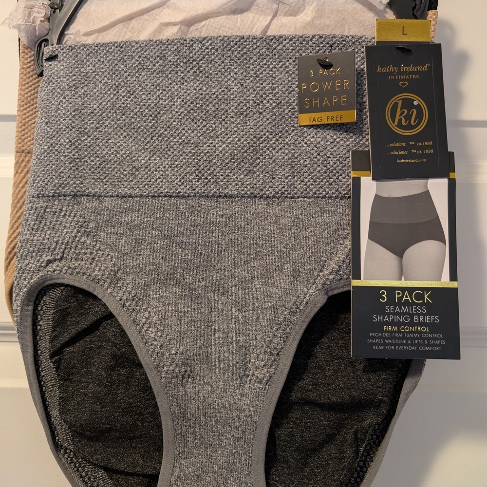 Kathy Ireland Power Shape Gray Briefs - 3 Pack